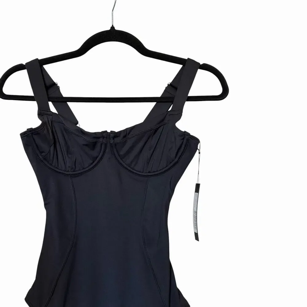 TA3 Lifty One Piece Swimsuit Black Corset Sculpting Lace Back Size Small NWT